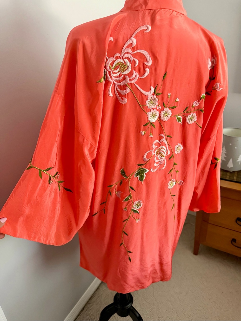 Vintage 1960s Japanese Kimono Duster with embroidery free People - Picture 4 of 12